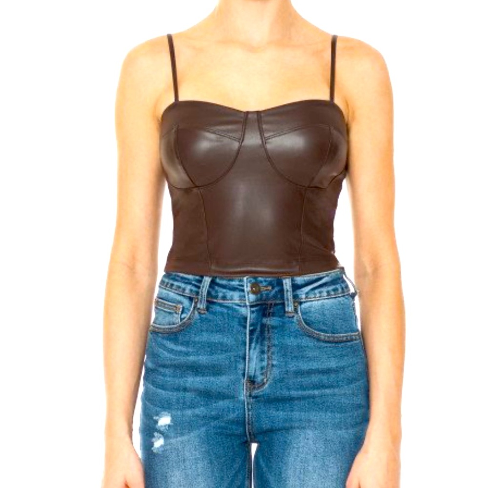 Chocolate faux Leather Top